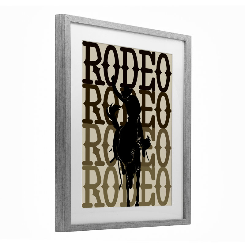 Rodeo Gradient Cowboy, reproduction encadrée sous verre, conception de CAD Designs, 21 x 17