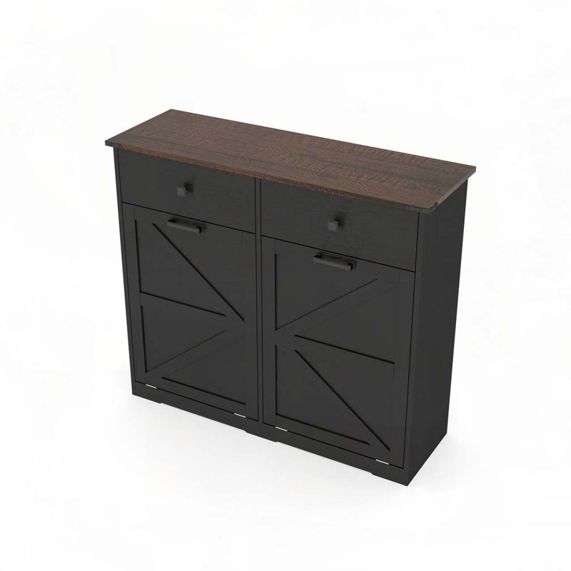 Armoire à déchets à double basculement Farmhouse pour poubelles 20 gallons Farmhouse, Noir