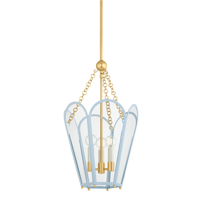 Lanterne Clarisse, H 26,25 po x l 16 po x P 16 po, Bleu arctique, Quatre lumières