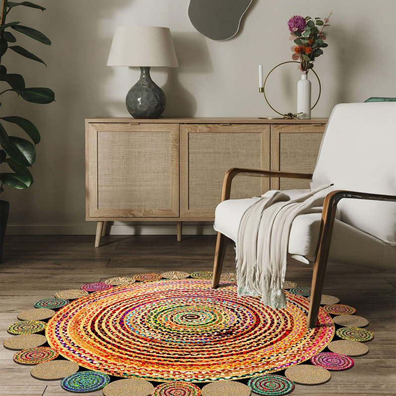 Stylish Round Carpet, 31.5 Inches Diameter, 100% Polyester, 650 g/m², 0.3 Inch Pile Height | Antibacterial, Non-Slip Underside, Machine Washable | 3D Digital Print Design, Perfect for Living Room & Bedroom Decor