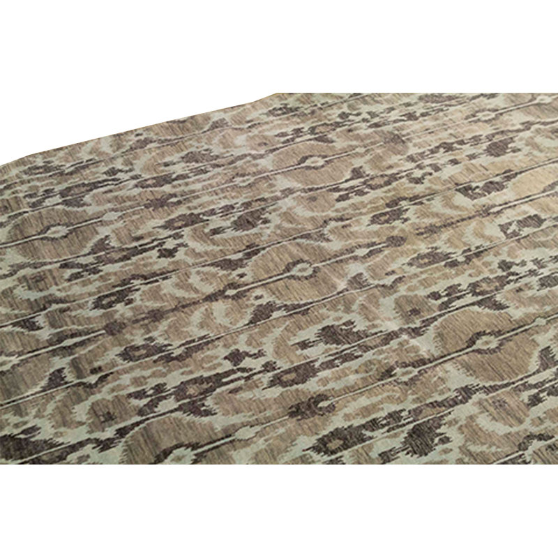 Tapis bleu clair et brun noué à la main de haute qualité