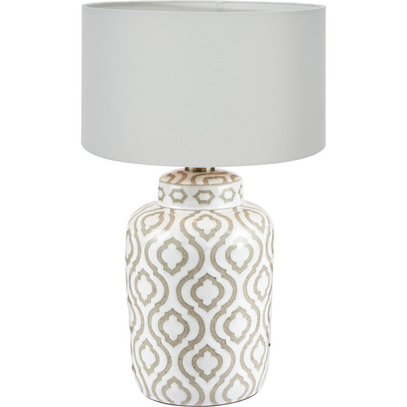 Ceramic Table Lamp, Cream, 18.5" H x 11.81" W x 11.81" D, Beige