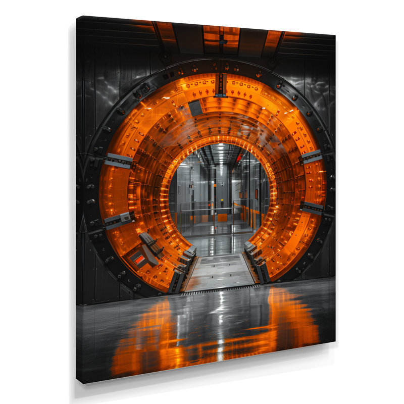 Orange noir, coffre-fort de sécurité - Banks, art mural, Toile tendue, H 44 po x l 34 po x P 1,5 po