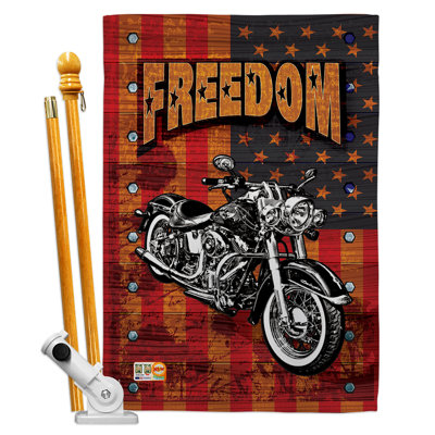 Double Sided 40 in. H x 28 in. W Polyester Independence Day Flag set