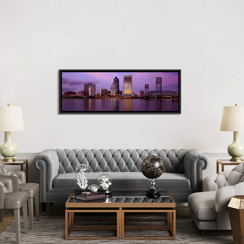 « jacksonville floride », reproduction de photo sur toile, H 20 po x l 60 po x P 1,5 po, Cadre noir