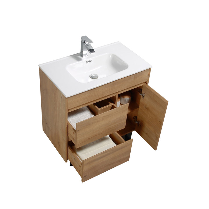 Alma 18'' Chrome Porcelain Rectangular Bathroom Sink with Overflow