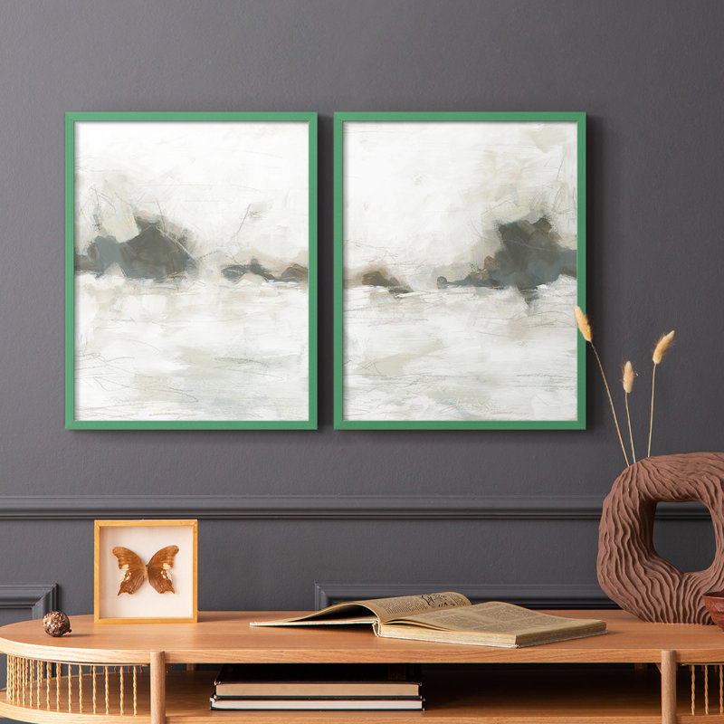Impression encadrée Horizon Break I-Premium - prête à être accrochée - aucun clou requis - aucun clou requis, Gris