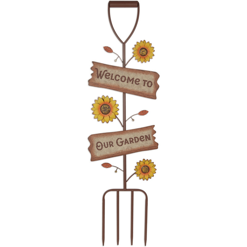 "Welcome" Sunflower Rake Stake