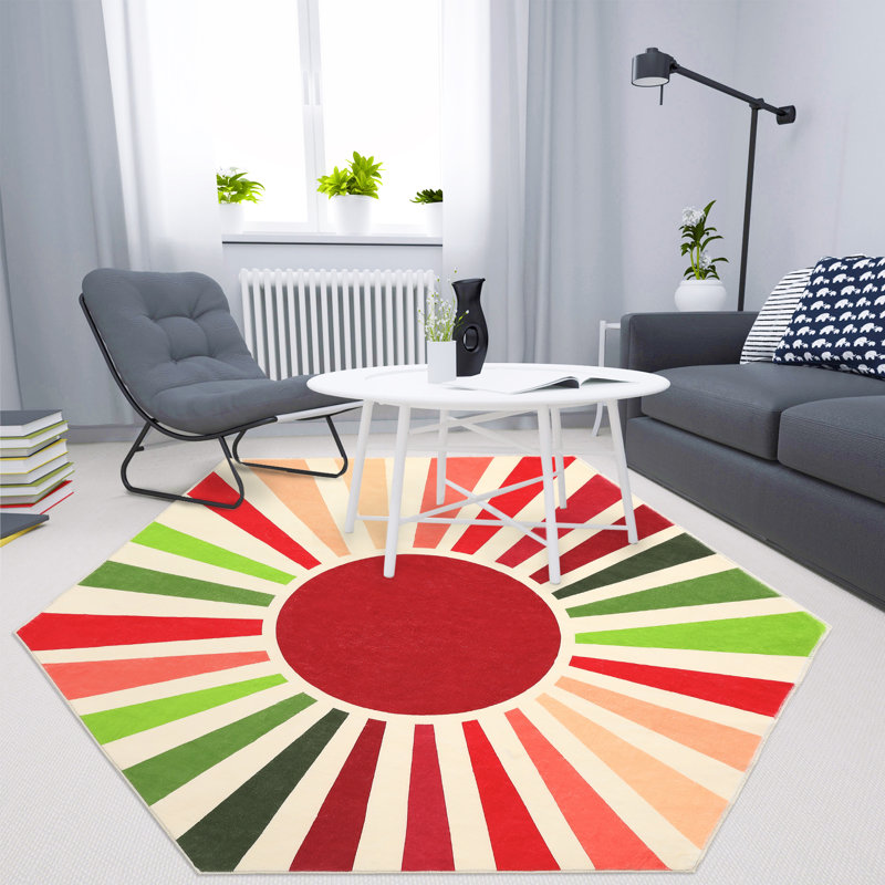 Mignon tapis lavable à la machine Sunburst, Nouveauté 4 pi 7 po x 4 pi