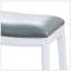Tabouret de selle durable de 30 po de hauteur avec siège en cuir gris confortable et finition blanche élégante pour les cuisines modernes-1208404407