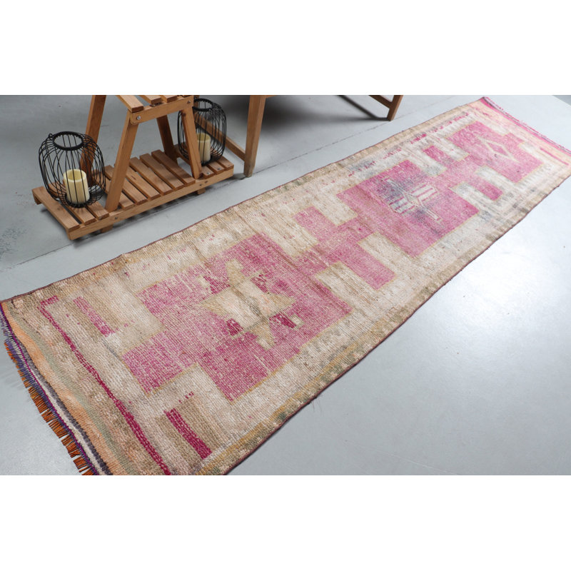 Tapis de couloir turc fait à la main en rose Herki pour escaliers et couloirs - Article 8602