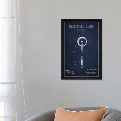 Electric Lamp Navy Blue Patent Blueprint by Aged Pixel - Gallery-Wrapped Canvas Giclée on Canvas