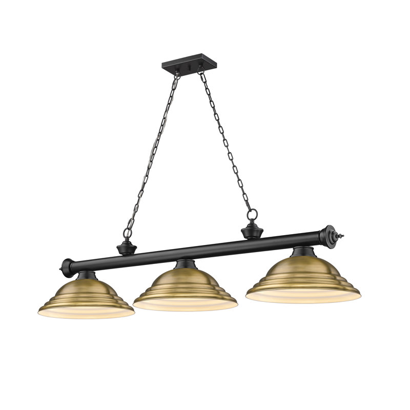Annaleisa 3 - Light Pool Table Lights Pendant, Silver, Rubbed Brass