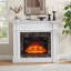 Foyer électrique avec manteau de cheminée, manteau de cheminée, radiateur autoportant, entourage réaliste en pierre empilée avec minuterie à télécommande flamme, blanc, l 45,66 po x P 11,8 po x H 40 po-148688616