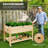 Wood Elevated Planter Bed With Lockable Wheels Shelf And Liner