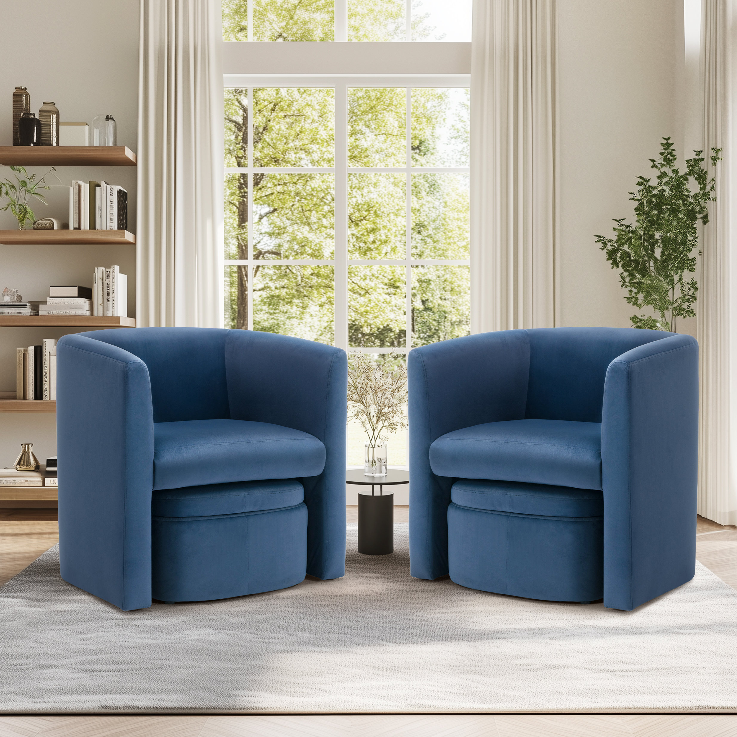 Ivy Bronx Kyah Upholstered Barrel Accent Chair With Storable Ottoman