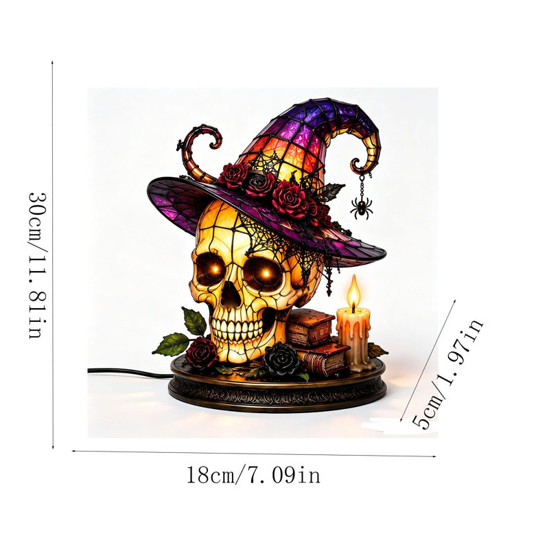 Décoration d'Halloween, veilleuse d'Halloween, lampe chapeau de sorcière, C