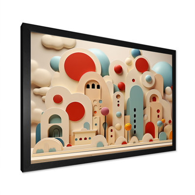 Minimal Abastract Red Full Moon Cityscape - Abstract Landscape, reproduction d'art sur toile