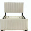 Lit plateforme tapissier simple en velours avec lit gigogne simple, beige-733965536