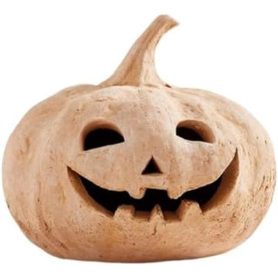 Halloween Decorations, Fall Decor, Resin Pumpkin Lantern, Terracotta Textured Jack O' Lantern Decorative Sculpture, Cute Halloween Autumn Farmhouse Table Festival Decoration