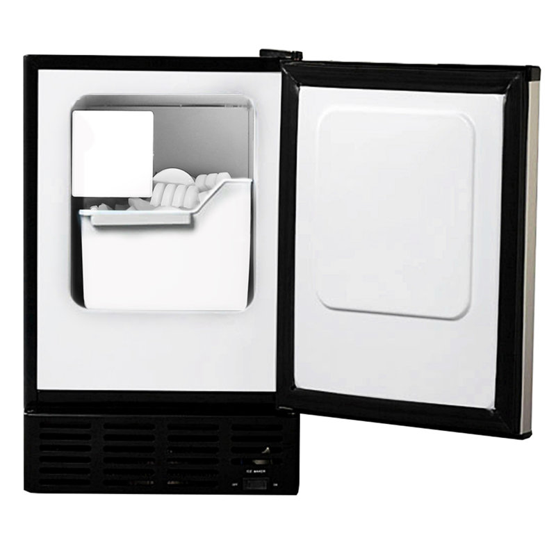 Freestanding Black and Stainless Steel Undercounter Ice Cube Maker