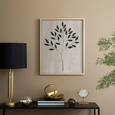 «Leaves and Wood I», reproduction encadrée - bois massif