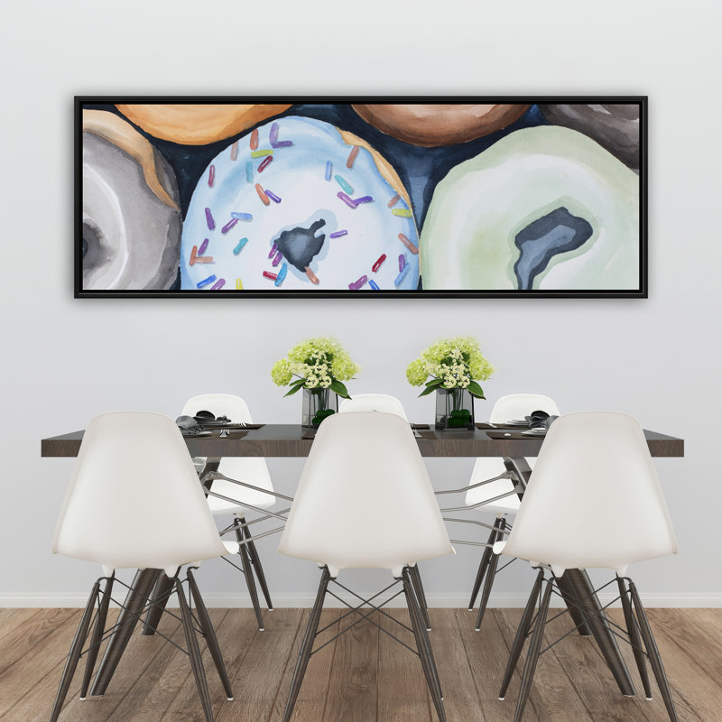 Watercolor Donuts with Icing - Framed Canvas Home Decor