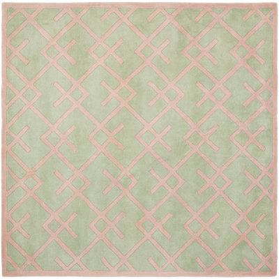 Tapis vert en laine touffeté à la main à motif géométrique Teresita