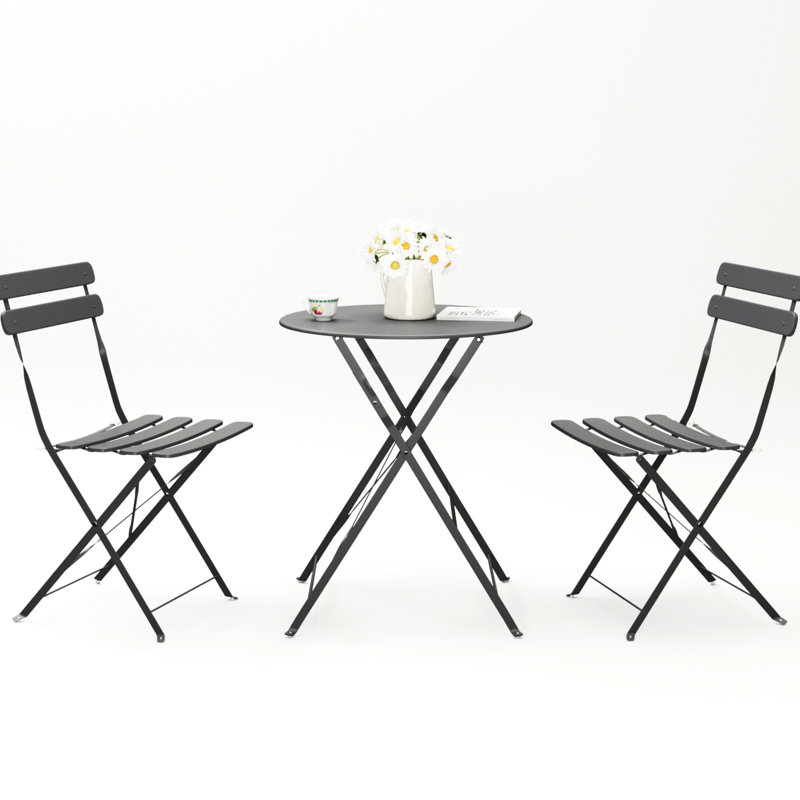 Metal Patio Bistro - Durability, Foldable Space Saver, Stylish Comfort Design, Fade- Cushions, Easy Assembly Comfortable