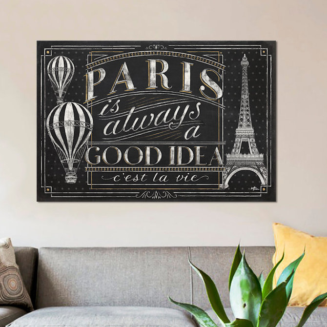 « vive paris i », art textuel sur toile tendue, H 18 po x l 26 po x P 1,5 po, Toile tendue, Pas de tapis