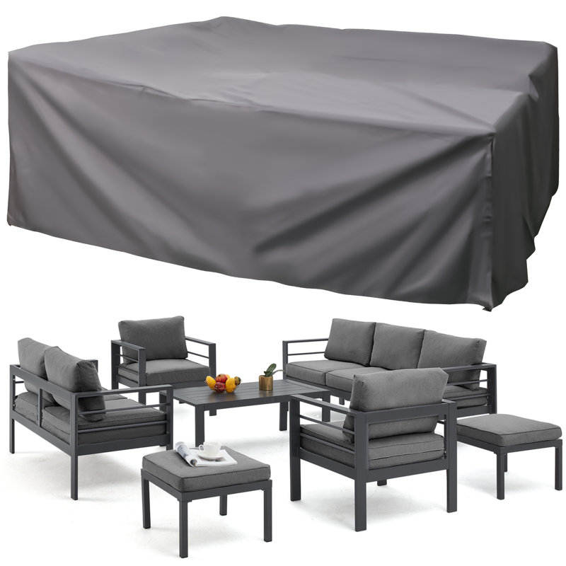 Raenelle 9 - Person Patio Conversation Set with Cushions, Black
