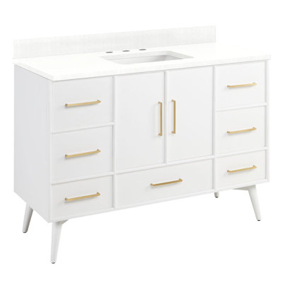 Meuble-lavabo 48 po avec lavabo encastré rectangulaire Novak - blanc éclatant
