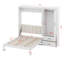 Lit escamotable horizontal Queen Size avec étagères de rangement, lit-armoire mural pliable en bois dissimulé avec garde-robe et tiroir, tête de lit rembourrée-1192740799