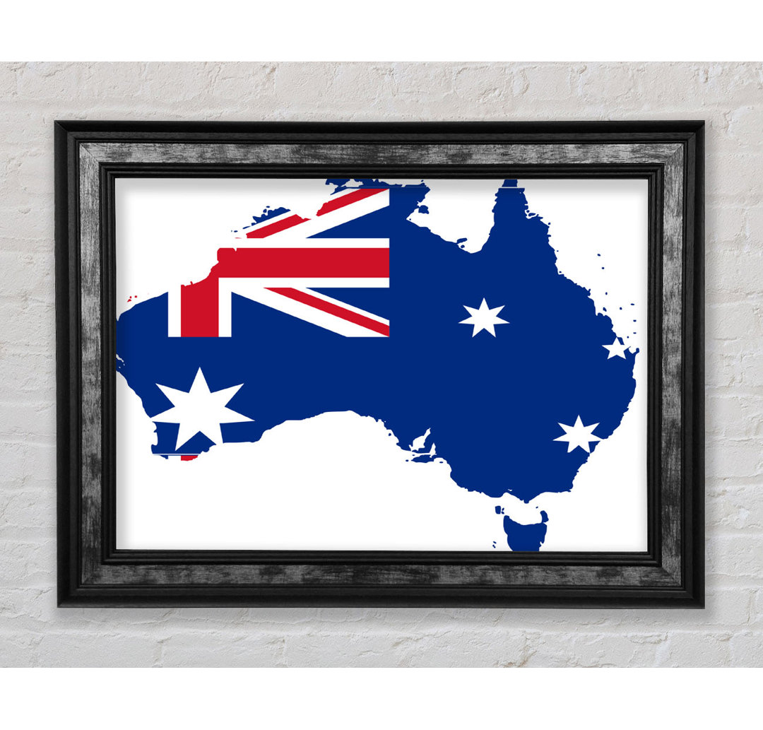 Australien Flagge Karte Gerahmter Druck