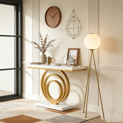Narrow Entryway Sofa Table with Ring Base