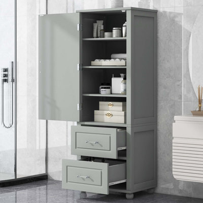 Freestanding Bathroom Storage Cabinet with Two Drawers and Adjustable Shelf