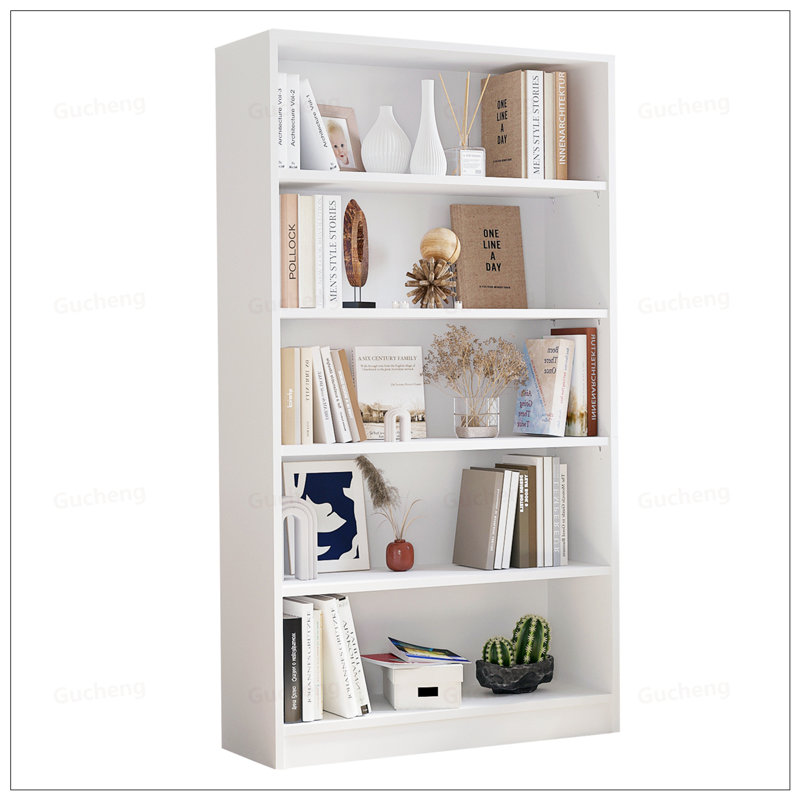 Bibliothèque robuste en bois de 60 pouces de hauteur avec tablettes réglables, parfaite pour le rangement et la présentation dans la chambre à coucher