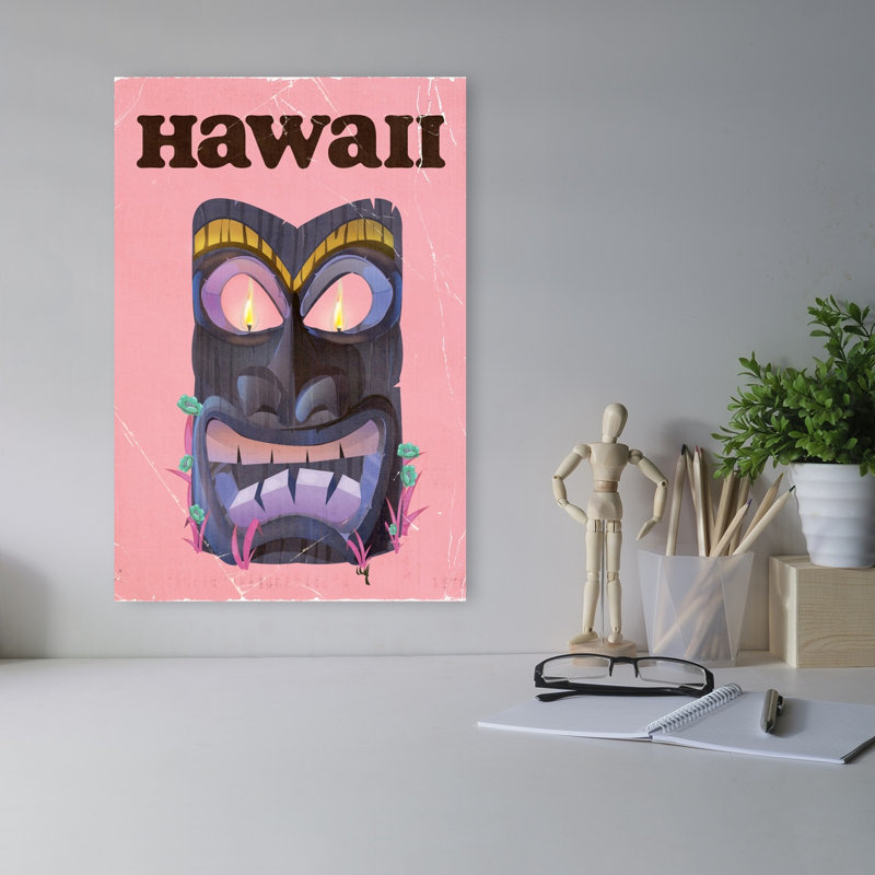 Hawaii Tiki Mask Retro Vintage Tropical Wall Art Print by Nicholas - Wrapped Canvas Print, 45.72cm H x 30.48cm W