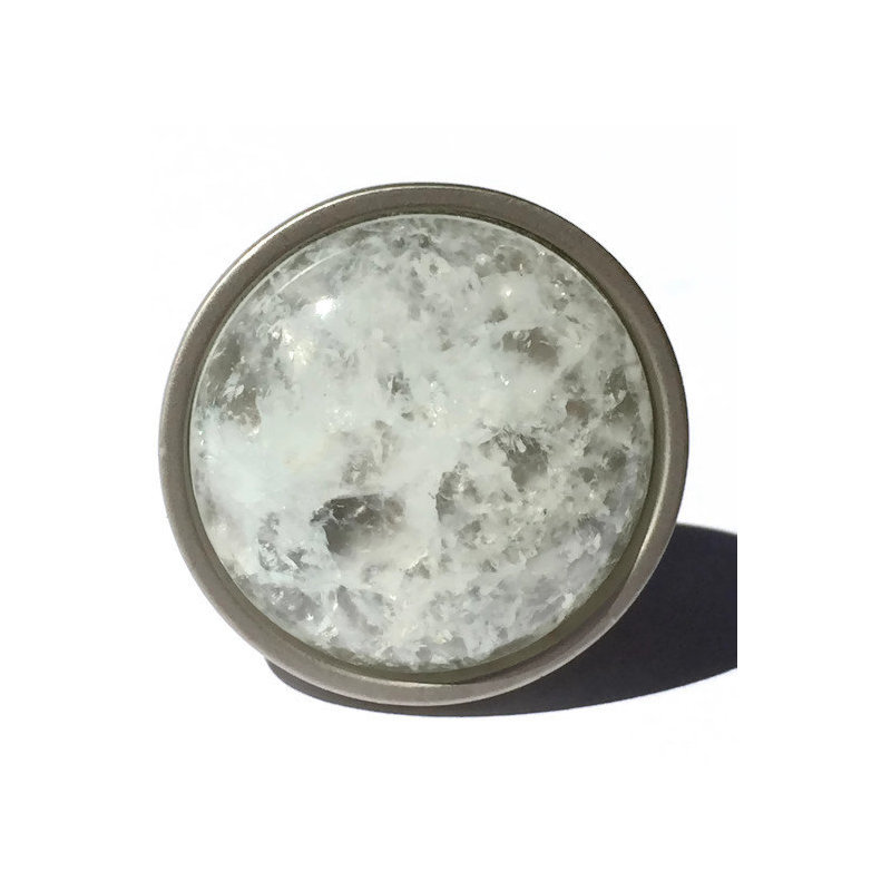Mushroom Knob, Satin Nickel/White/Clear