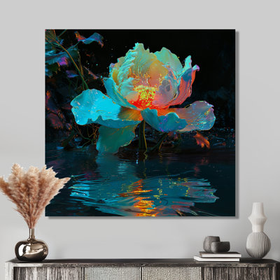 Magique turquoise pivoine abstraite florale - pivoine, art mural
