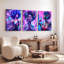 Ensemble de 3 tableaux sur toile néon représentant une femme afro cyberpunk, idéal pour une décoration murale moderne dans un salon, une chambre ou un bureau.-1028291006