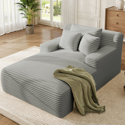Latitude Run® No Assembly Required 64''D Corduroy Indoor Chaise Lounge Chair Upholstered Modern Glauser Oversized Compression Sleeper Boneless Sofa In A Box