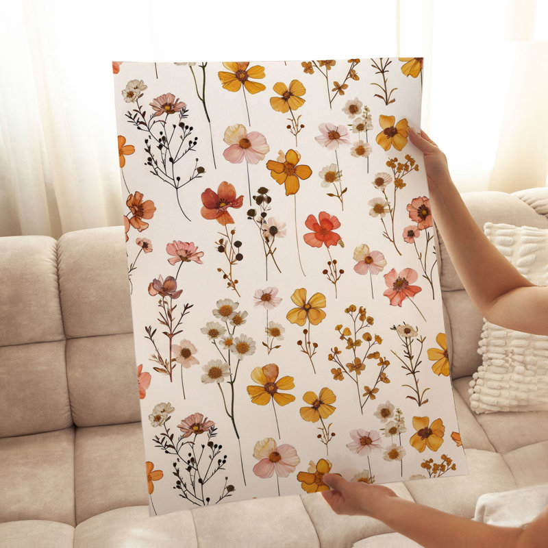 «Botanical Fall Wildflowers Pattern VII Cottage», reproduction d'art non encadrée, H 14 po x l 11 po