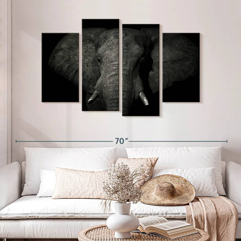 Brampt Mud Covered Elephant, 32'' H x 52'' W