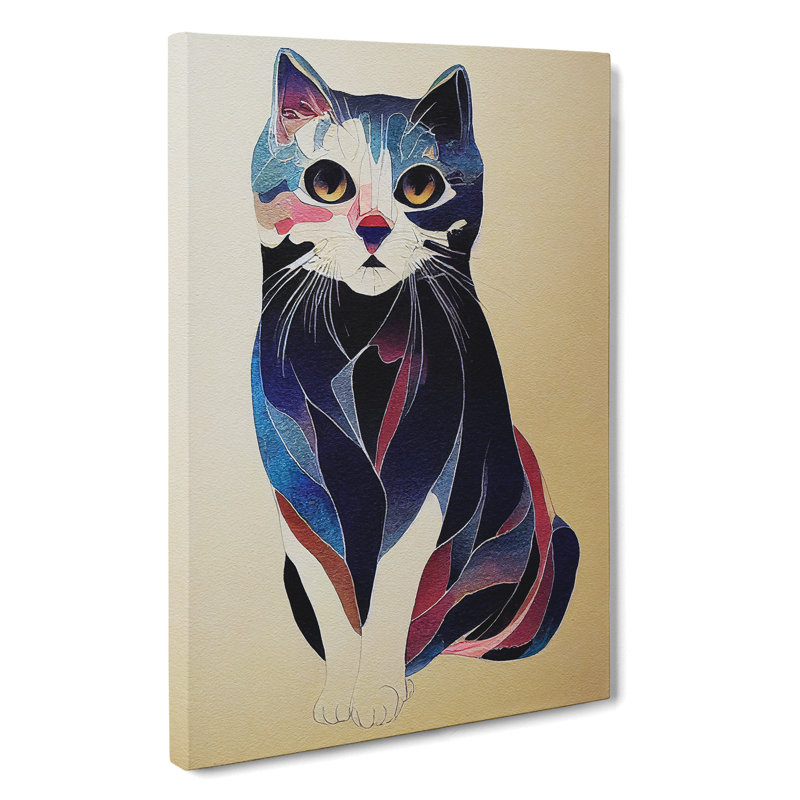 Cat In Watercolour No.1 - Wrapped Canvas, 76cm H x 50cm W