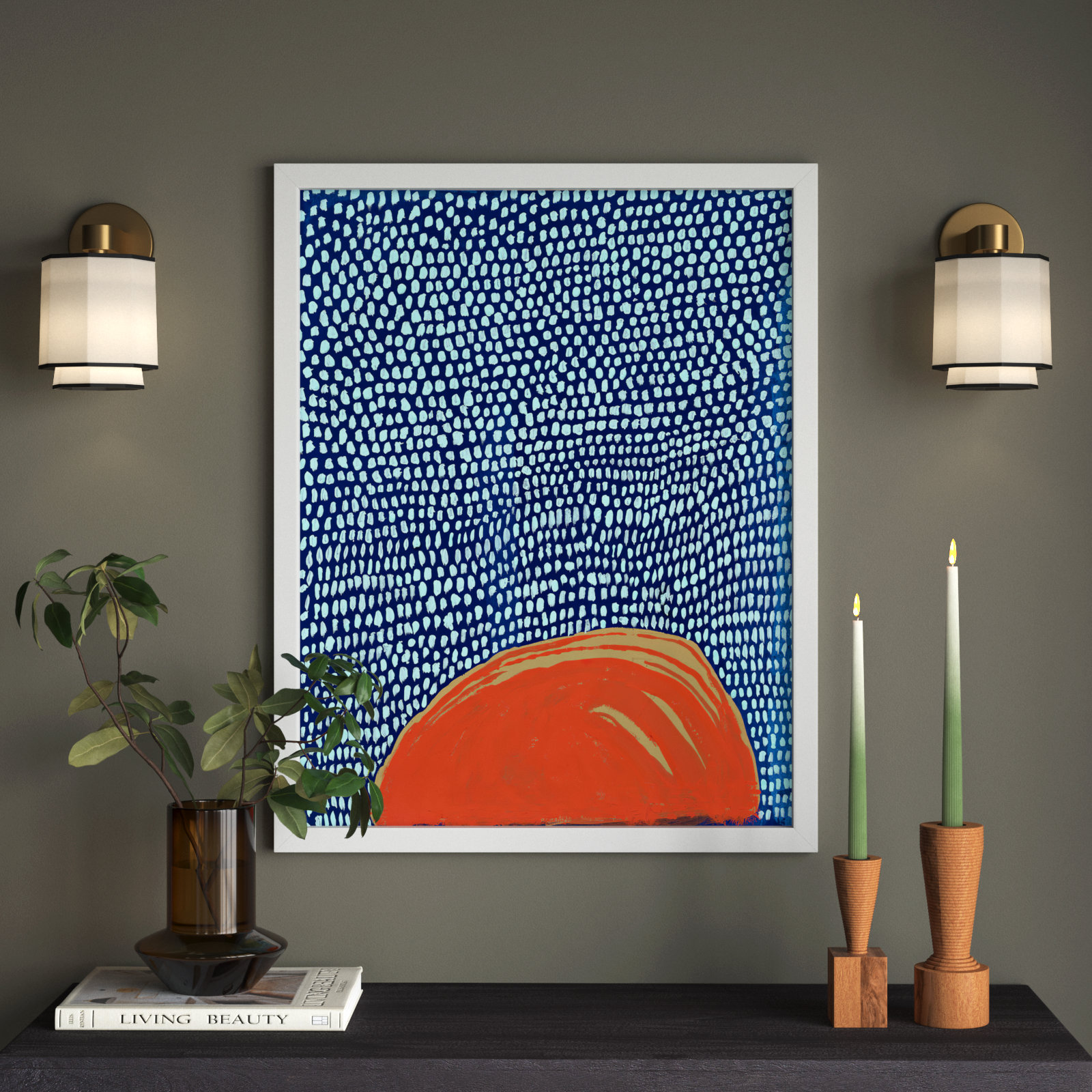 Bassel "Starscape 5" Print by Andrea Stokes, 38" H x 30" W, White Wood