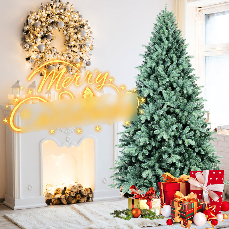 Arbre de Noël bleu 9 pi, 3268 pointes, système de branches articulées, installation rapide, support en métal stable pour la décoration, assemblage, stabilité élevée