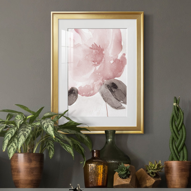 Blush Bloom I - peinture sur toile encadrée, H 18,5 po x l 24,5 po x P 1,5 po, Or