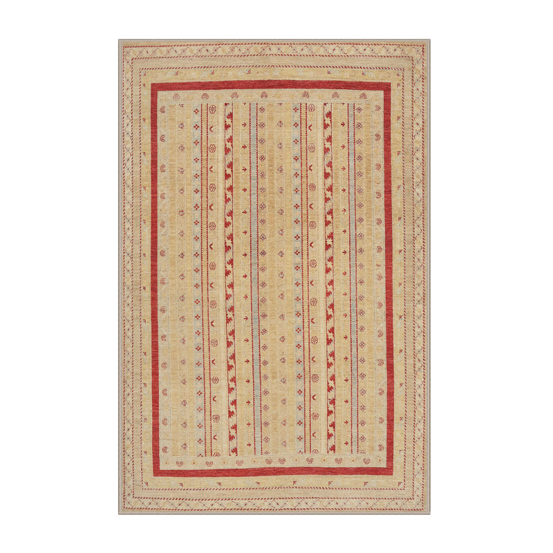 Tapis beige/rouge contemporain, Rectangle 8 pi x 10 pi