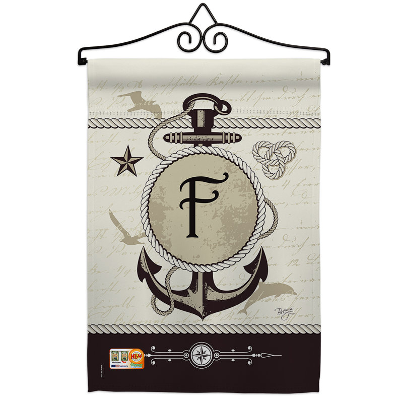 Coussin décoratif initial à 2 faces en polyester 19 x 13 po ensemble de drapeaux, F